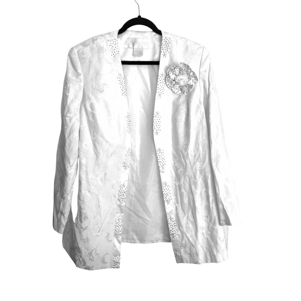 PROVERBS- WOMENS WHITE WITH FLORAL PRINT 3/4 SLEEVE FULLY LINE SIZE 14